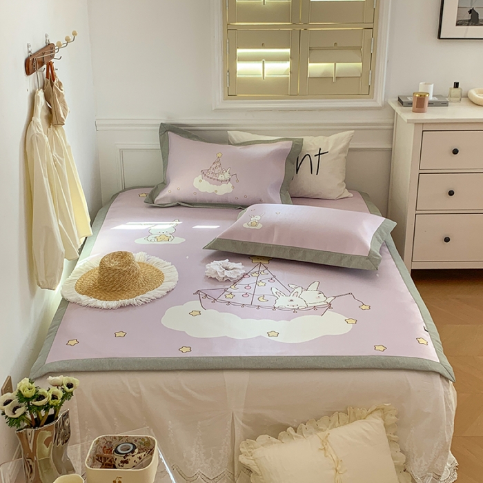 91家纺网 家纺一手货源 找家纺 昔可 2022新款高端大版数码印花冰沐丝养生席 月亮船