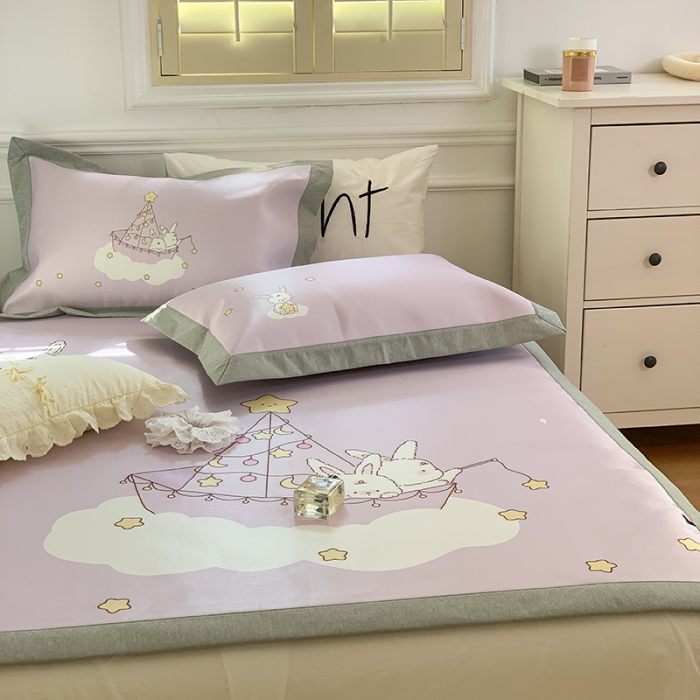 91家纺网 家纺一手货源 找家纺 昔可 2022新款高端大版数码印花冰沐丝养生席 月亮船