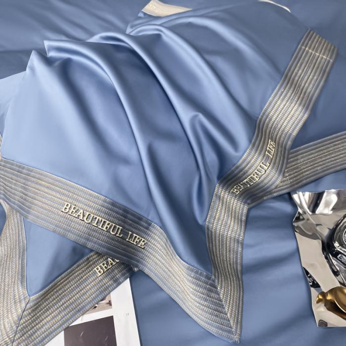 91家纺网 家纺一手货源 找家纺 200支新款长绒棉宽边刺绣四件套