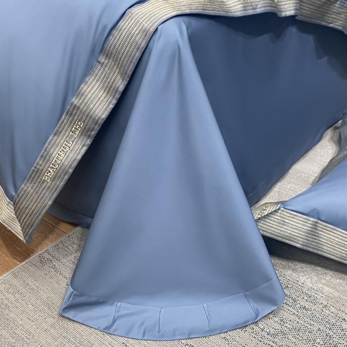 91家纺网 家纺一手货源 找家纺 200支新款长绒棉宽边刺绣四件套