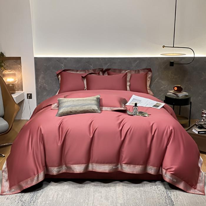 91家纺网 家纺一手货源 找家纺 200支新款长绒棉宽边刺绣四件套