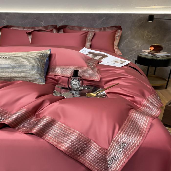 91家纺网 家纺一手货源 找家纺 200支新款长绒棉宽边刺绣四件套