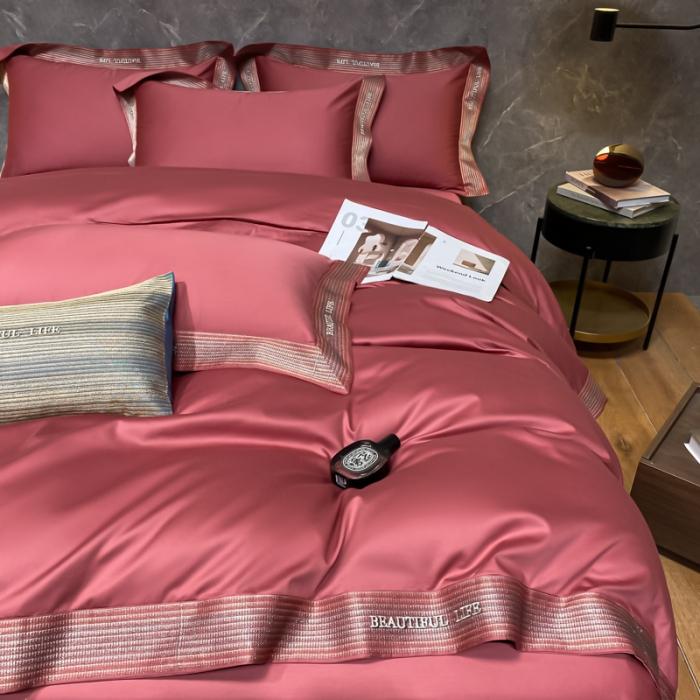 91家纺网 家纺一手货源 找家纺 200支新款长绒棉宽边刺绣四件套