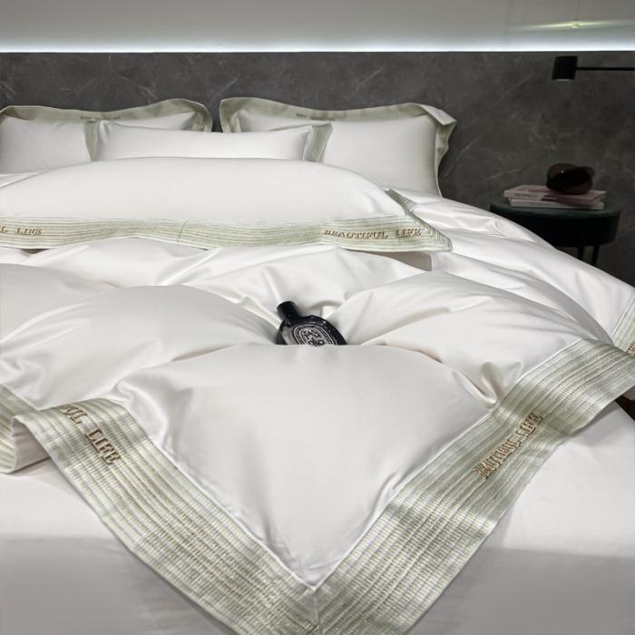 91家纺网 家纺一手货源 找家纺 200支新款长绒棉宽边刺绣四件套