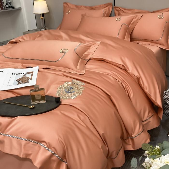 91家纺网 家纺一手货源 找家纺 200支新款长绒棉宽边刺绣四件套