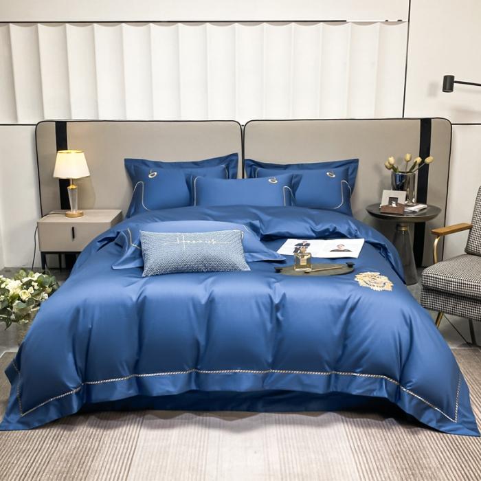 91家纺网 家纺一手货源 找家纺 200支新款长绒棉宽边刺绣四件套