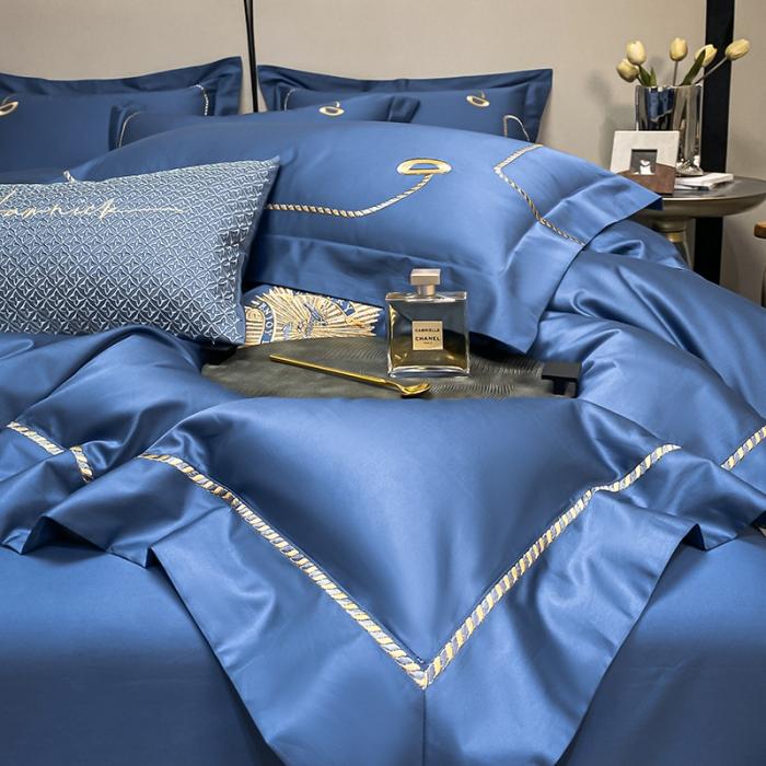 91家纺网 家纺一手货源 找家纺 200支新款长绒棉宽边刺绣四件套