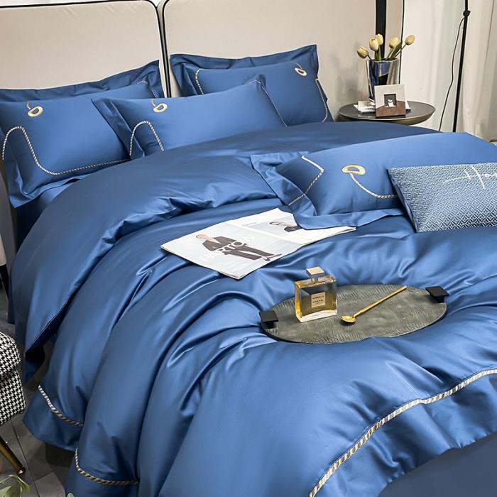 91家纺网 家纺一手货源 找家纺 200支新款长绒棉宽边刺绣四件套