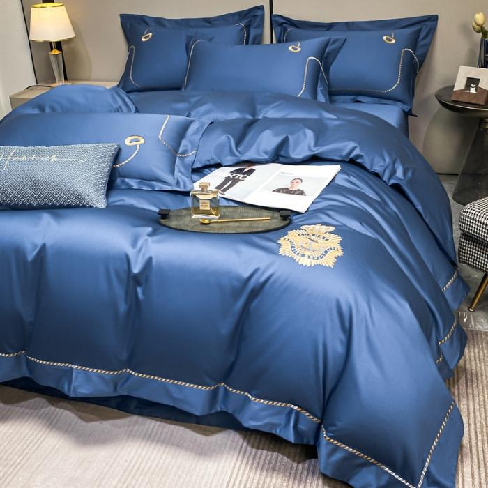 91家纺网 家纺一手货源 找家纺 200支新款长绒棉宽边刺绣四件套