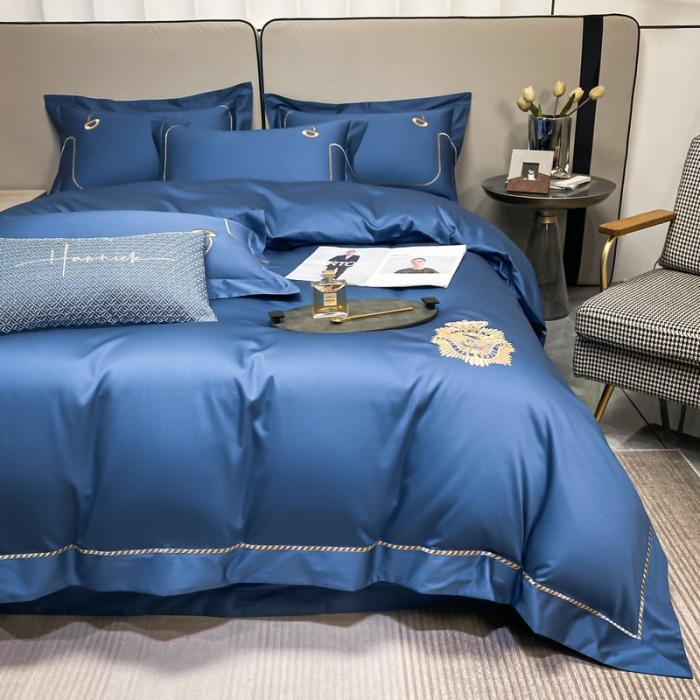 91家纺网 家纺一手货源 找家纺 200支新款长绒棉宽边刺绣四件套