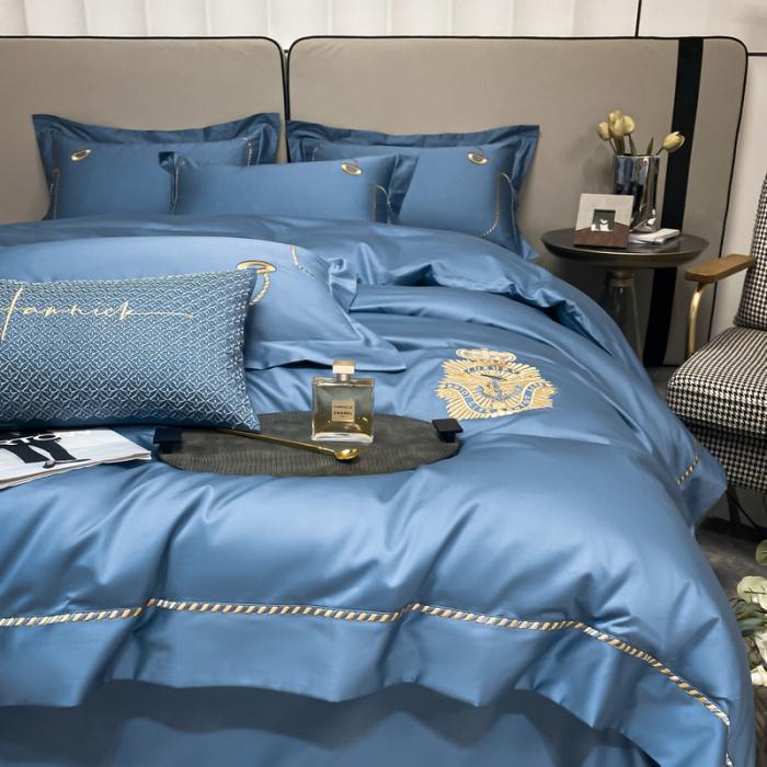 91家纺网 家纺一手货源 找家纺 200支新款长绒棉宽边刺绣四件套