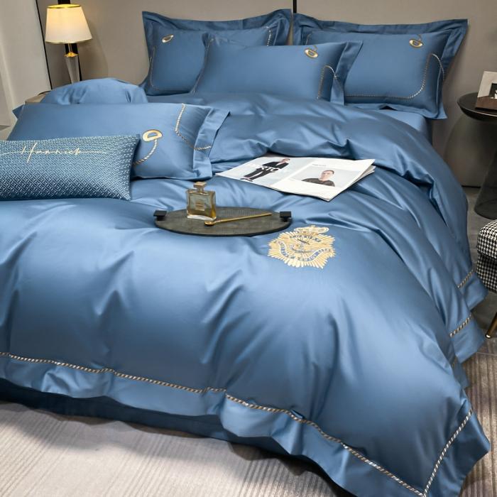 91家纺网 家纺一手货源 找家纺 200支新款长绒棉宽边刺绣四件套