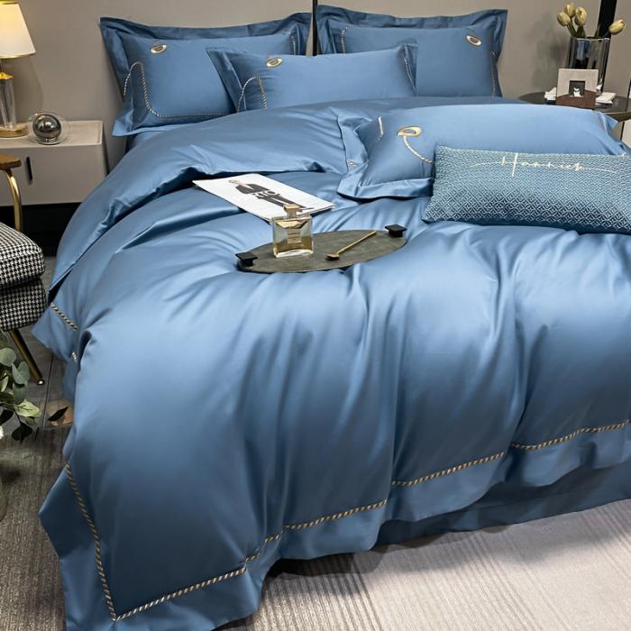 91家纺网 家纺一手货源 找家纺 200支新款长绒棉宽边刺绣四件套