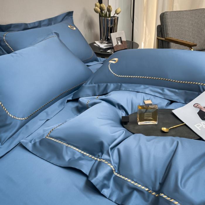 91家纺网 家纺一手货源 找家纺 200支新款长绒棉宽边刺绣四件套