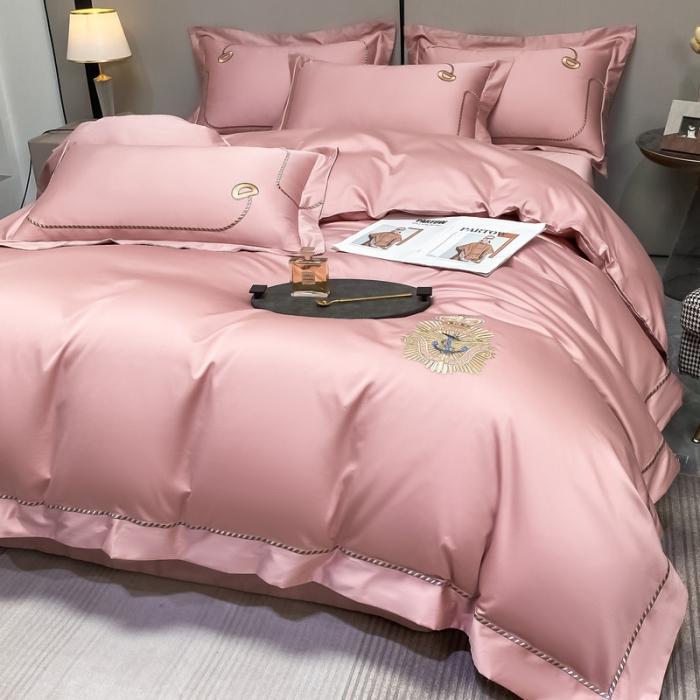 91家纺网 家纺一手货源 找家纺 200支新款长绒棉宽边刺绣四件套