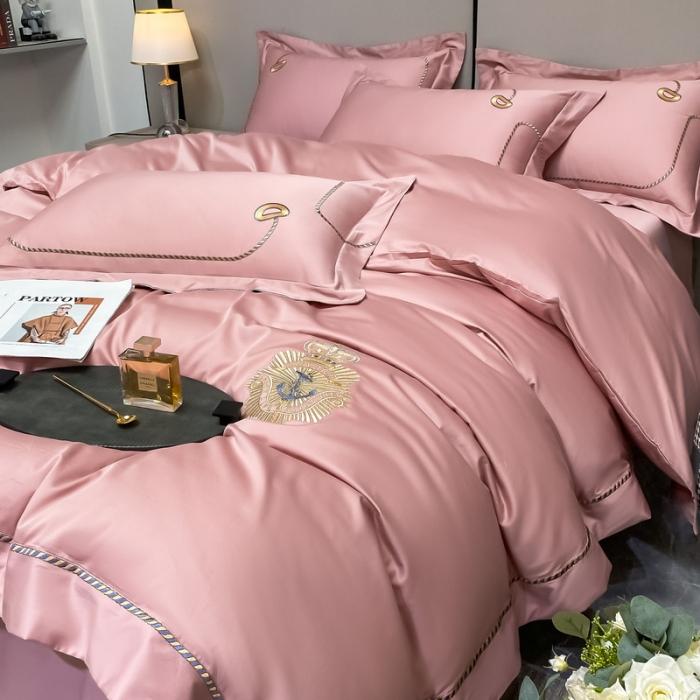 91家纺网 家纺一手货源 找家纺 200支新款长绒棉宽边刺绣四件套