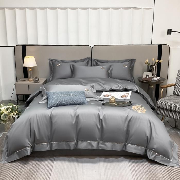 91家纺网 家纺一手货源 找家纺 200支新款长绒棉宽边刺绣四件套