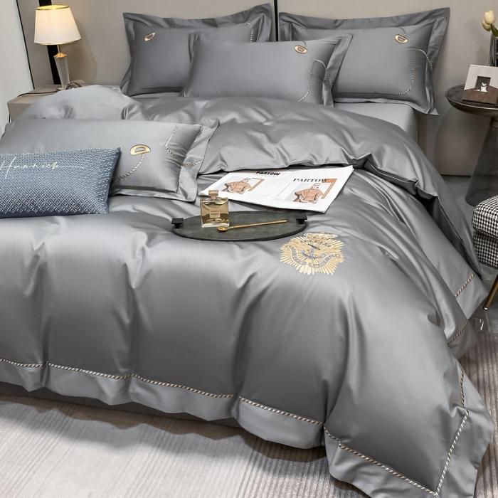 91家纺网 家纺一手货源 找家纺 200支新款长绒棉宽边刺绣四件套