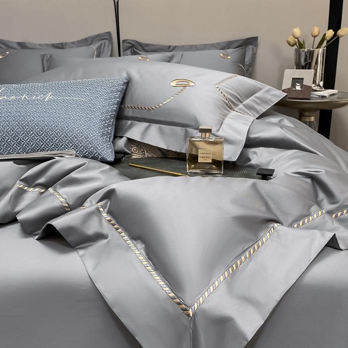 91家纺网 家纺一手货源 找家纺 200支新款长绒棉宽边刺绣四件套