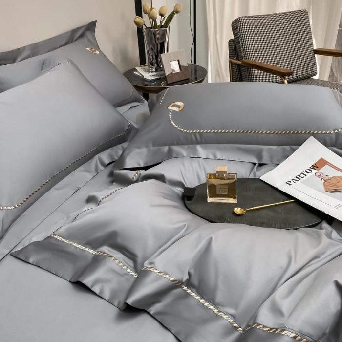 91家纺网 家纺一手货源 找家纺 200支新款长绒棉宽边刺绣四件套