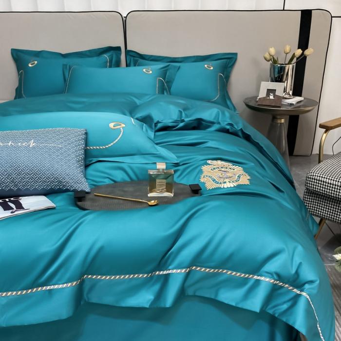 91家纺网 家纺一手货源 找家纺 200支新款长绒棉宽边刺绣四件套