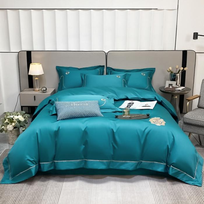 91家纺网 家纺一手货源 找家纺 200支新款长绒棉宽边刺绣四件套