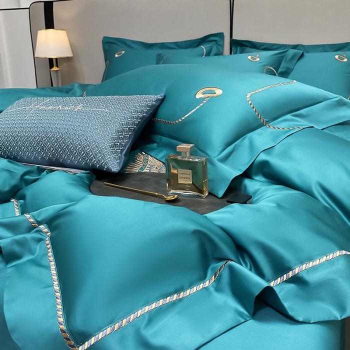 91家纺网 家纺一手货源 找家纺 200支新款长绒棉宽边刺绣四件套