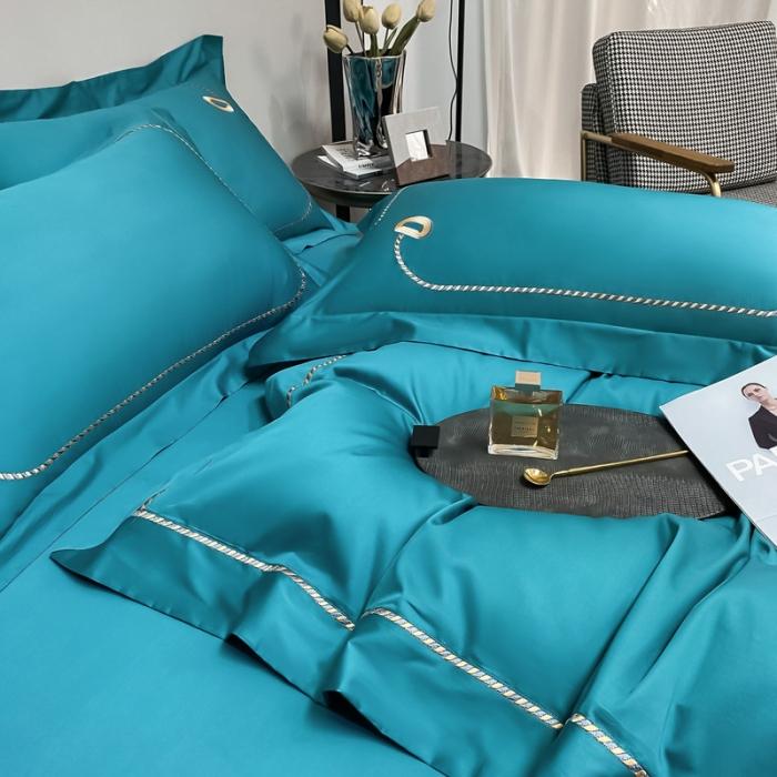 91家纺网 家纺一手货源 找家纺 200支新款长绒棉宽边刺绣四件套