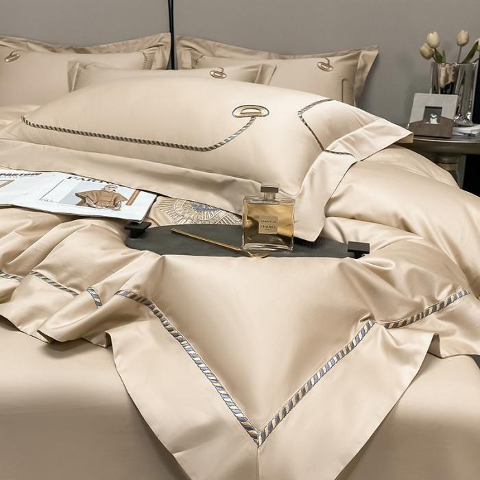 91家纺网 家纺一手货源 找家纺 200支新款长绒棉宽边刺绣四件套