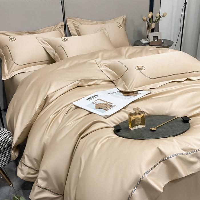 91家纺网 家纺一手货源 找家纺 200支新款长绒棉宽边刺绣四件套