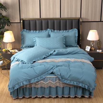 91家纺网 家纺一手货源 找家纺 （总）木兰花 新款 超柔氧棉加厚磨毛韩版蕾丝夹棉四件套床裙款