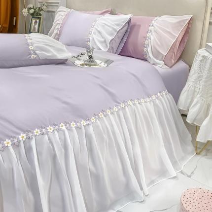 91家纺网 家纺一手货源 找家纺 （总）二八年华 2023新款水洗真丝蕾丝花边四件套-花语