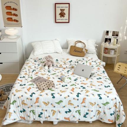 91家纺网 家纺一手货源 找家纺 （总）昔可 2022新款卡通印花牛奶丝针织夏被