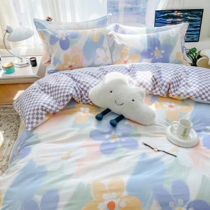 91家纺网 家纺一手货源 找家纺 （总）盛馨 2023新款小清新北欧风精梳棉全棉四件套