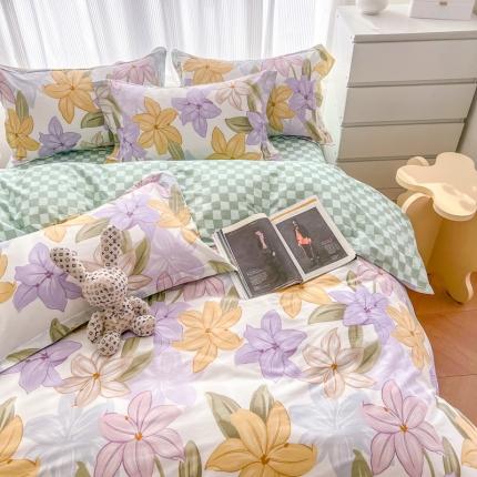 91家纺网 家纺一手货源 找家纺 （总）盛馨 2023新款小清新北欧风精梳棉全棉四件套