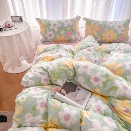 91家纺网 家纺一手货源 找家纺 （总）盛馨 2023新款小清新北欧风精梳棉全棉四件套