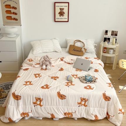 91家纺网 家纺一手货源 找家纺 （总）昔可 2022新款卡通印花牛奶丝针织夏被