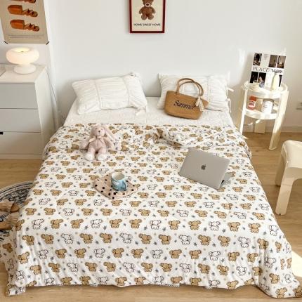 91家纺网 家纺一手货源 找家纺 （总）昔可 2022新款卡通印花牛奶丝针织夏被