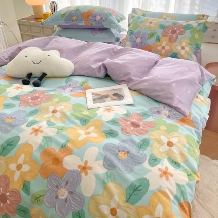 91家纺网 家纺一手货源 找家纺 （总）盛馨 2023新款小清新北欧风精梳棉全棉四件套