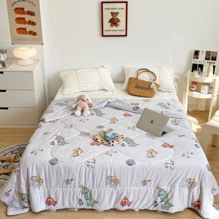 91家纺网 家纺一手货源 找家纺 （总）昔可 2022新款卡通印花牛奶丝针织夏被