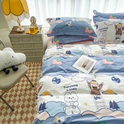 91家纺网 家纺一手货源 找家纺 （总）盛馨 2023新款小清新北欧风精梳棉全棉四件套