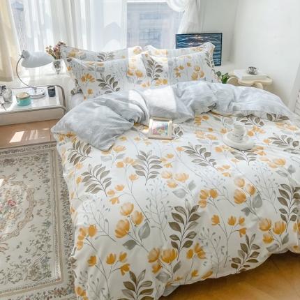 91家纺网 家纺一手货源 找家纺 （总）盛馨 2023新款小清新北欧风精梳棉全棉四件套