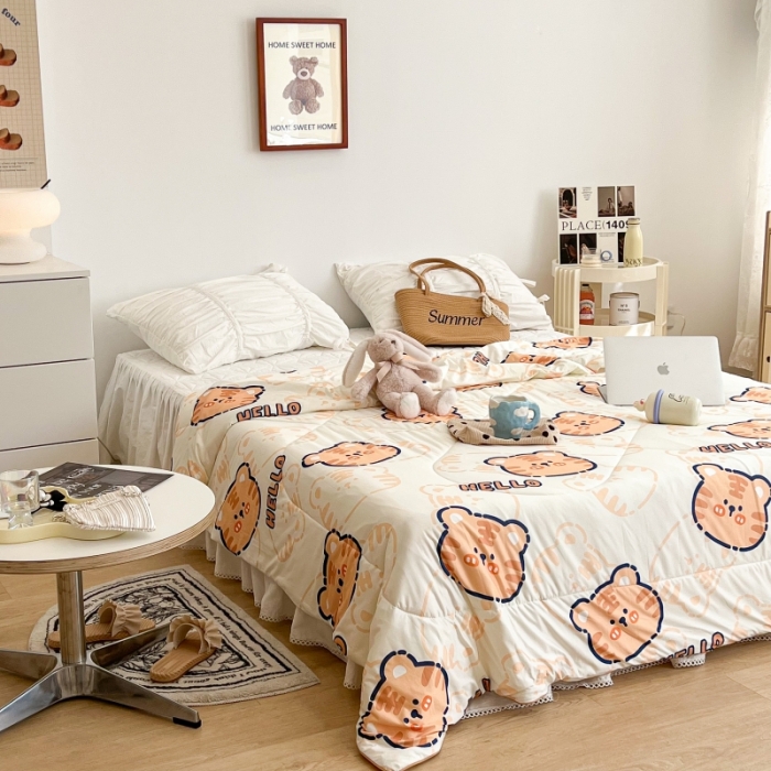 91家纺网 家纺一手货源 找家纺 （总）昔可 2022新款卡通印花牛奶丝针织夏被