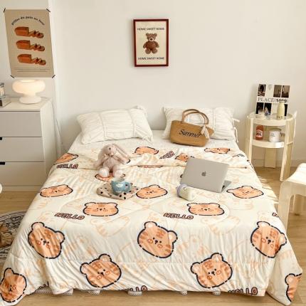 昔可 2022新款卡通印花牛奶丝针织夏被 hello虎