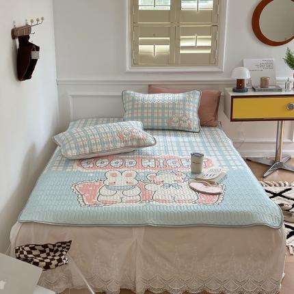 91家纺网 家纺一手货源 找家纺 昔可 2022新款大版印花乳胶凉席 晚安宝贝