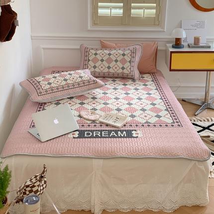 昔可 2022新款大版印花乳胶凉席 粉幸运花