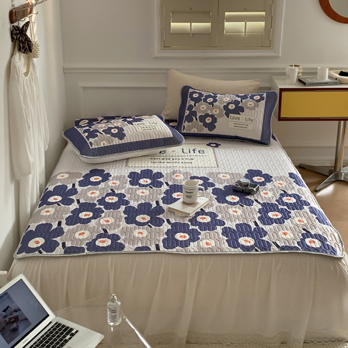 91家纺网 家纺一手货源 找家纺 昔可 2022新款大版印花乳胶凉席 复古色大花