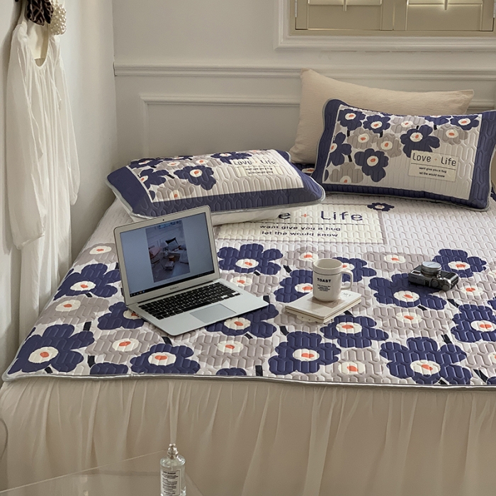 91家纺网 家纺一手货源 找家纺 昔可 2022新款大版印花乳胶凉席 复古色大花