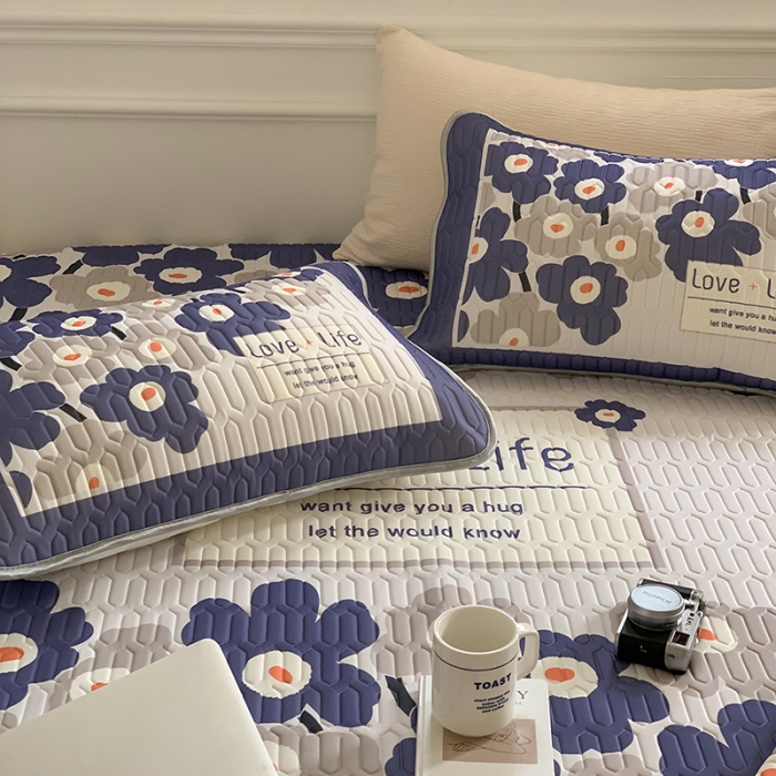 91家纺网 家纺一手货源 找家纺 昔可 2022新款大版印花乳胶凉席 复古色大花