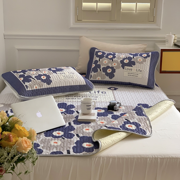 91家纺网 家纺一手货源 找家纺 昔可 2022新款大版印花乳胶凉席 复古色大花